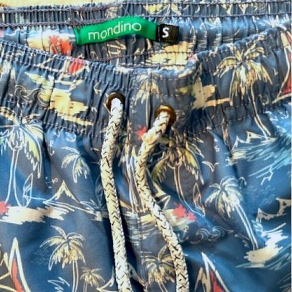 Men's Mondino Pull On Printed Swim Trunks Blue & White w/Pink Sailboats Size S - Picture 3 of 4